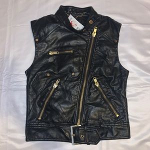 Black Faux Leather Vest